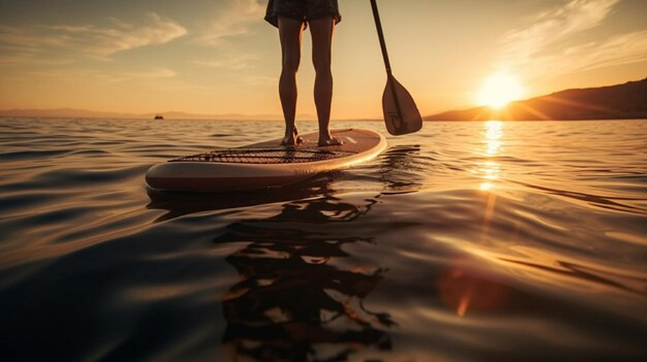 Sunset paddle boarding