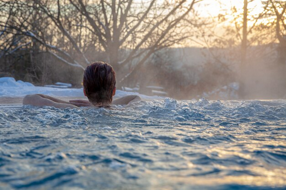 Man enjoying a hot spring.