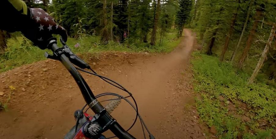 Cyclist's perspective on a trail.