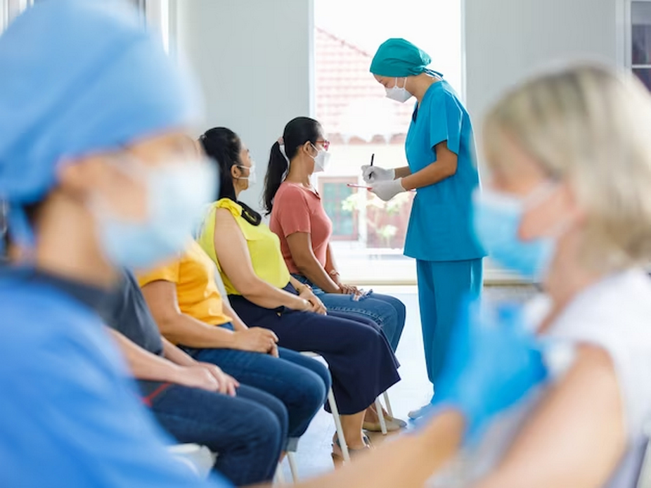 Patients at a healthcare center